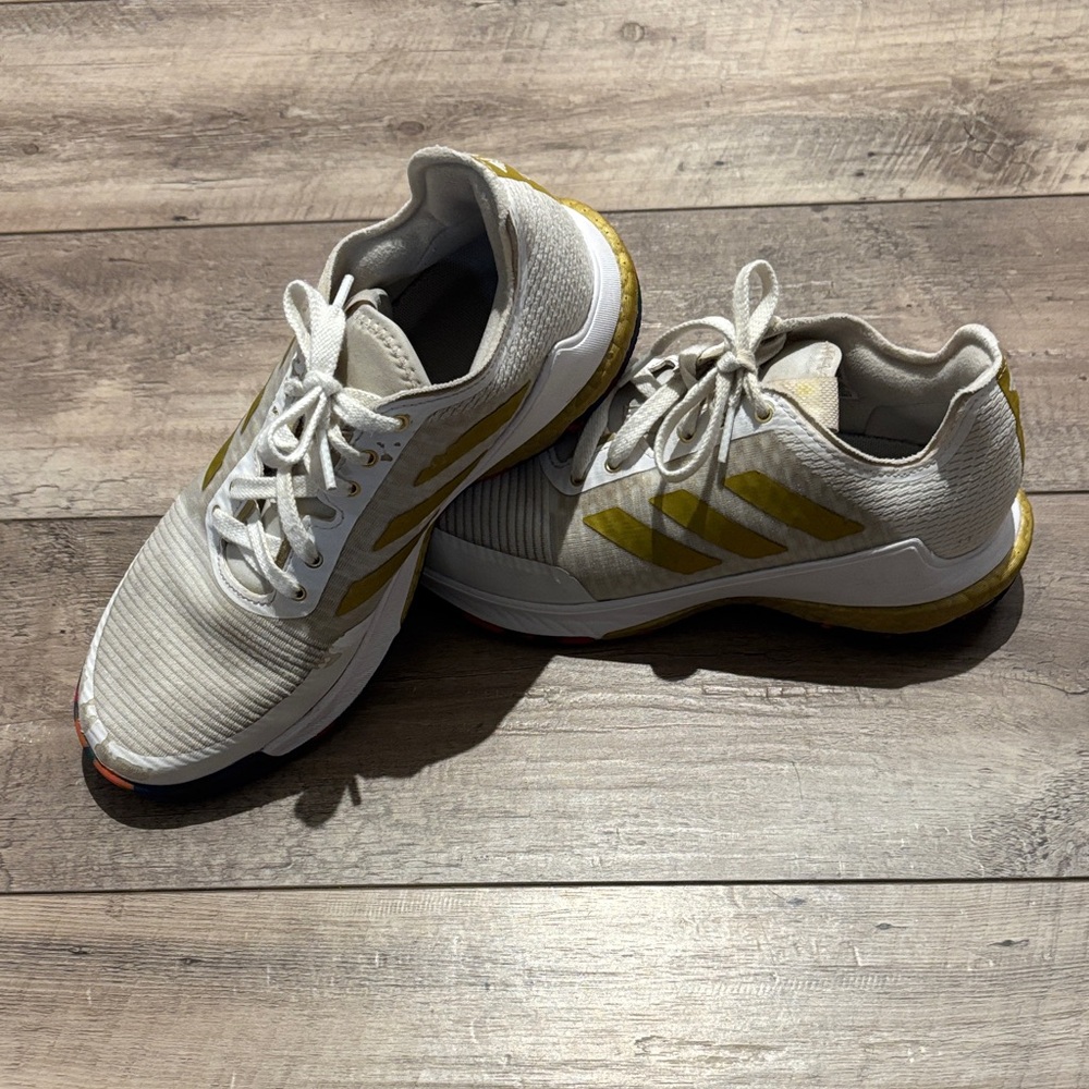 adidas White and Gold Athletic Shoes